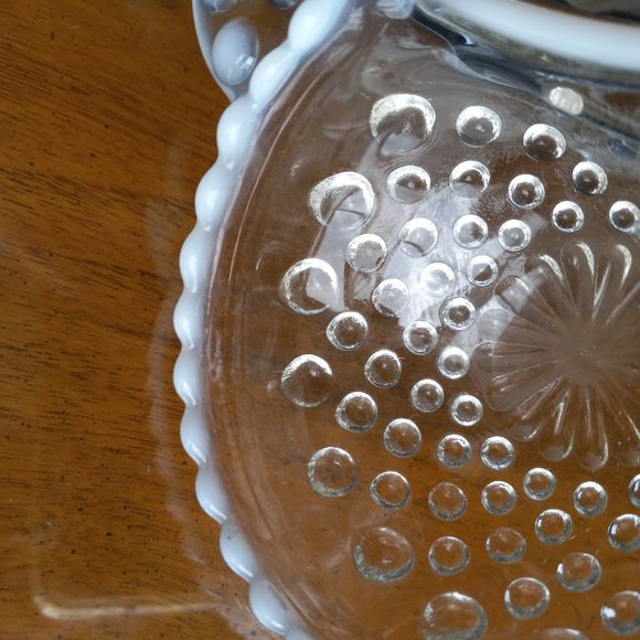 Vintage Anchor Hocking Three Section Hobnail Clear Opalescent Moonstone Dish - Picture 10 of 12